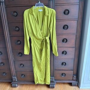 Lime Green Silky Wrap Dress